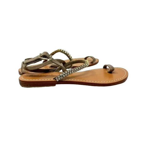 Mystique Rhinestone Toe Loop Sandals Size 10 mocha and gold toe ring thongs New - Picture 2 of 9